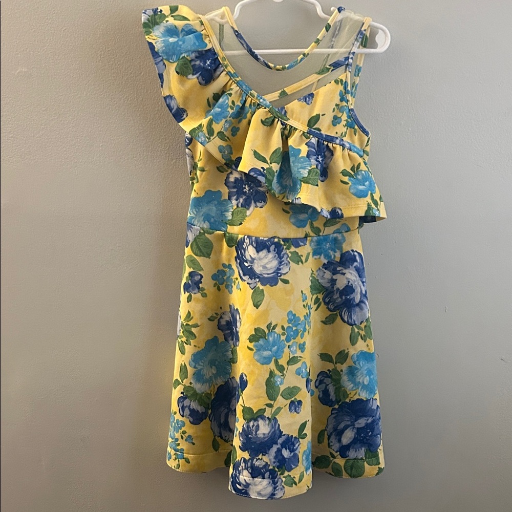 Bonnie Jean Yellow and Blue Floral Dress